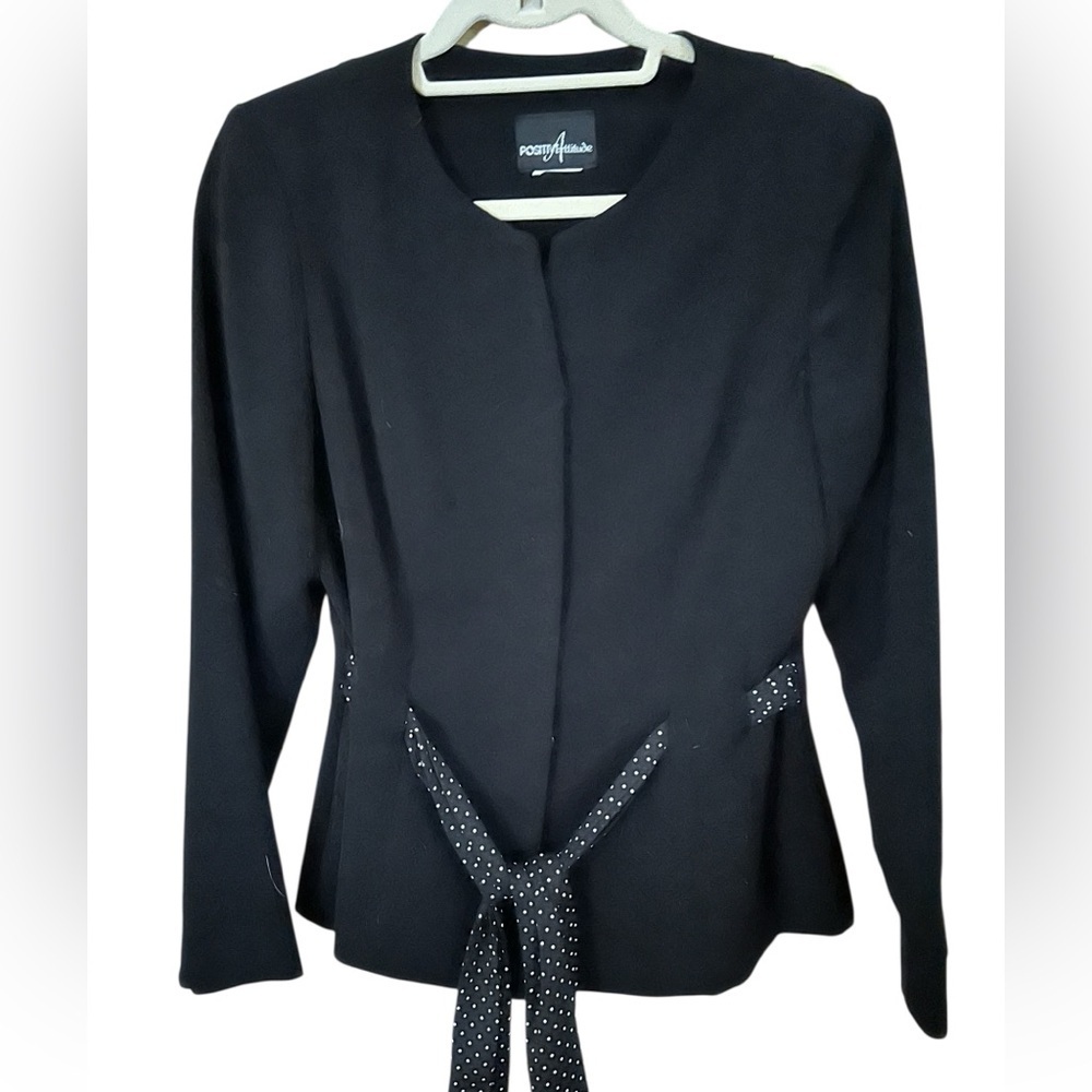 Vintage Collarless Jacket with Belt - Picture 2 of 4